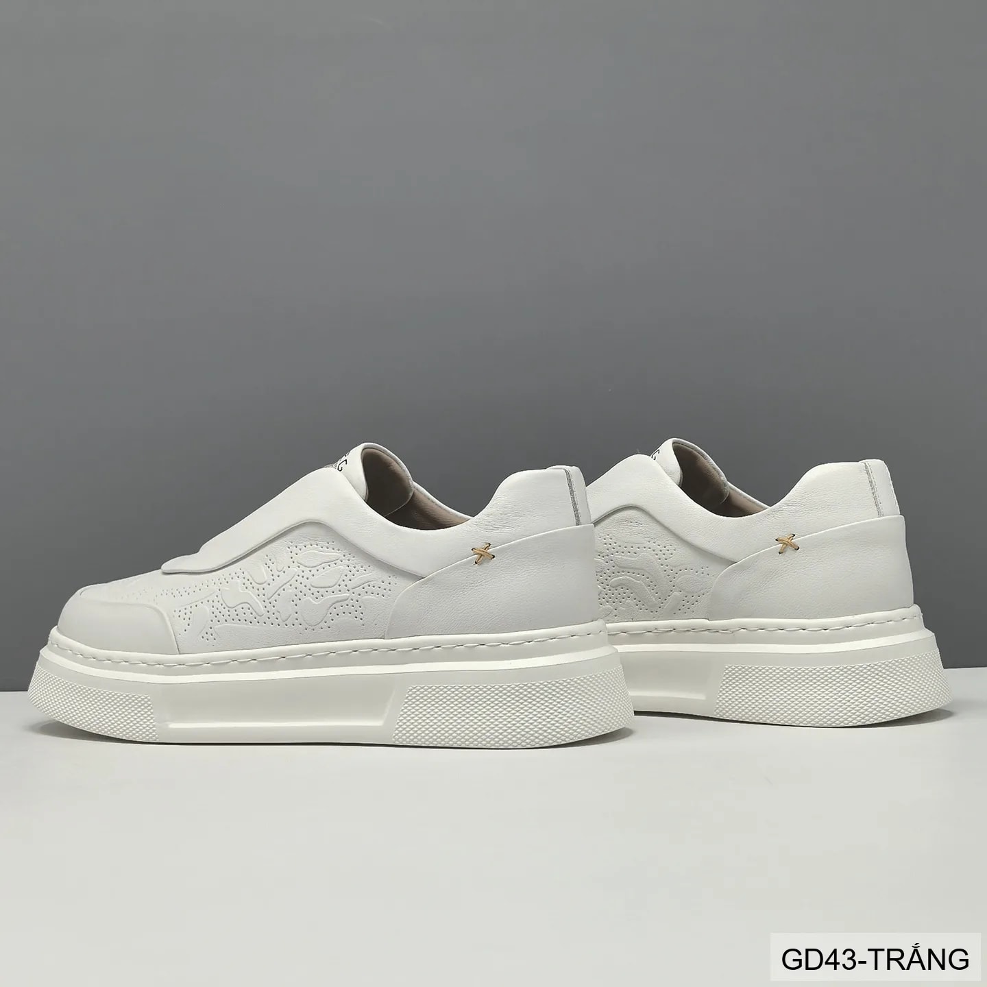 GD43 - Giày thể thao nam da bò trắng kiểu dad shoes, đế dày êm ái, thời trang năng động - ảnh 6