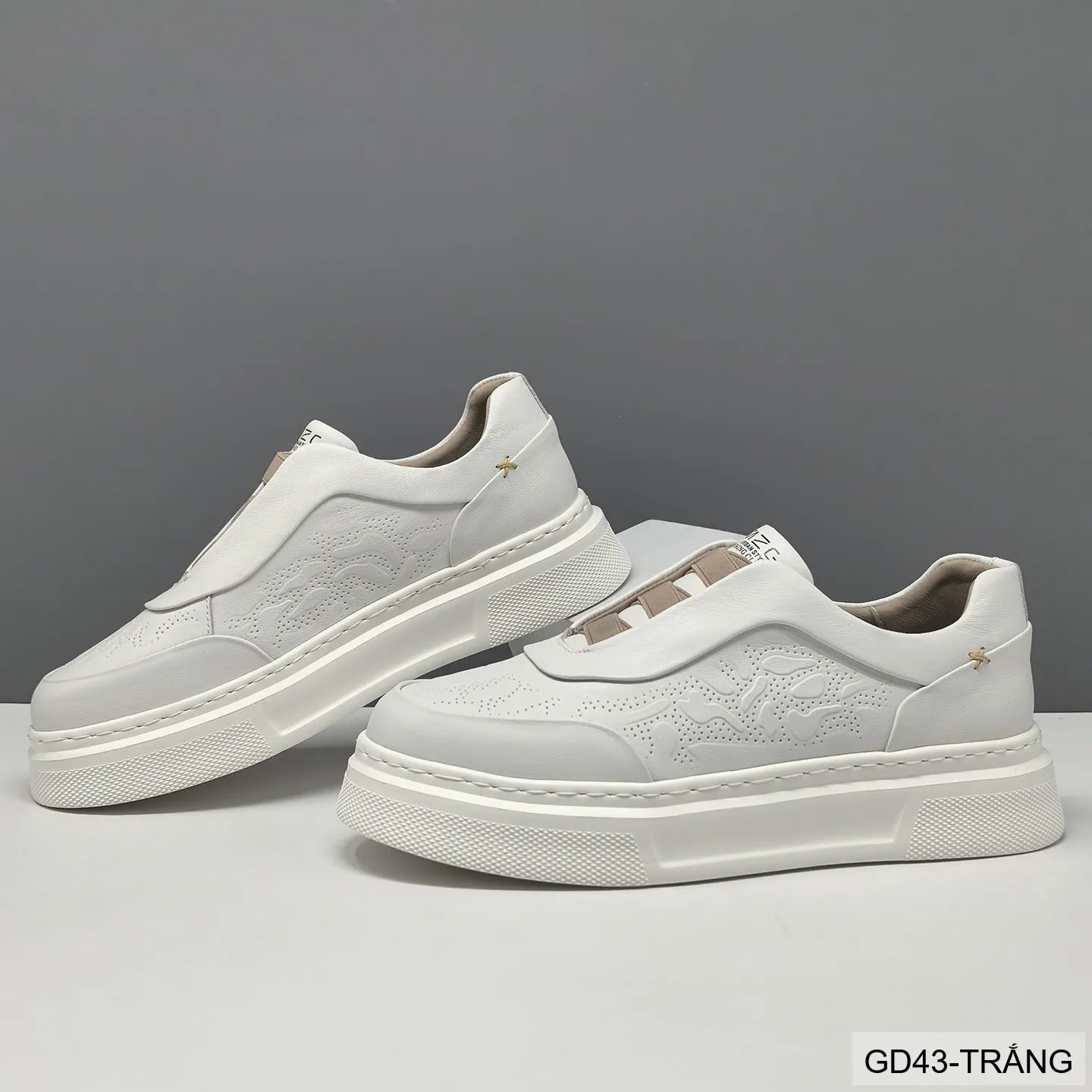 GD43 - Giày thể thao nam da bò trắng kiểu dad shoes, đế dày êm ái, thời trang năng động - ảnh 4