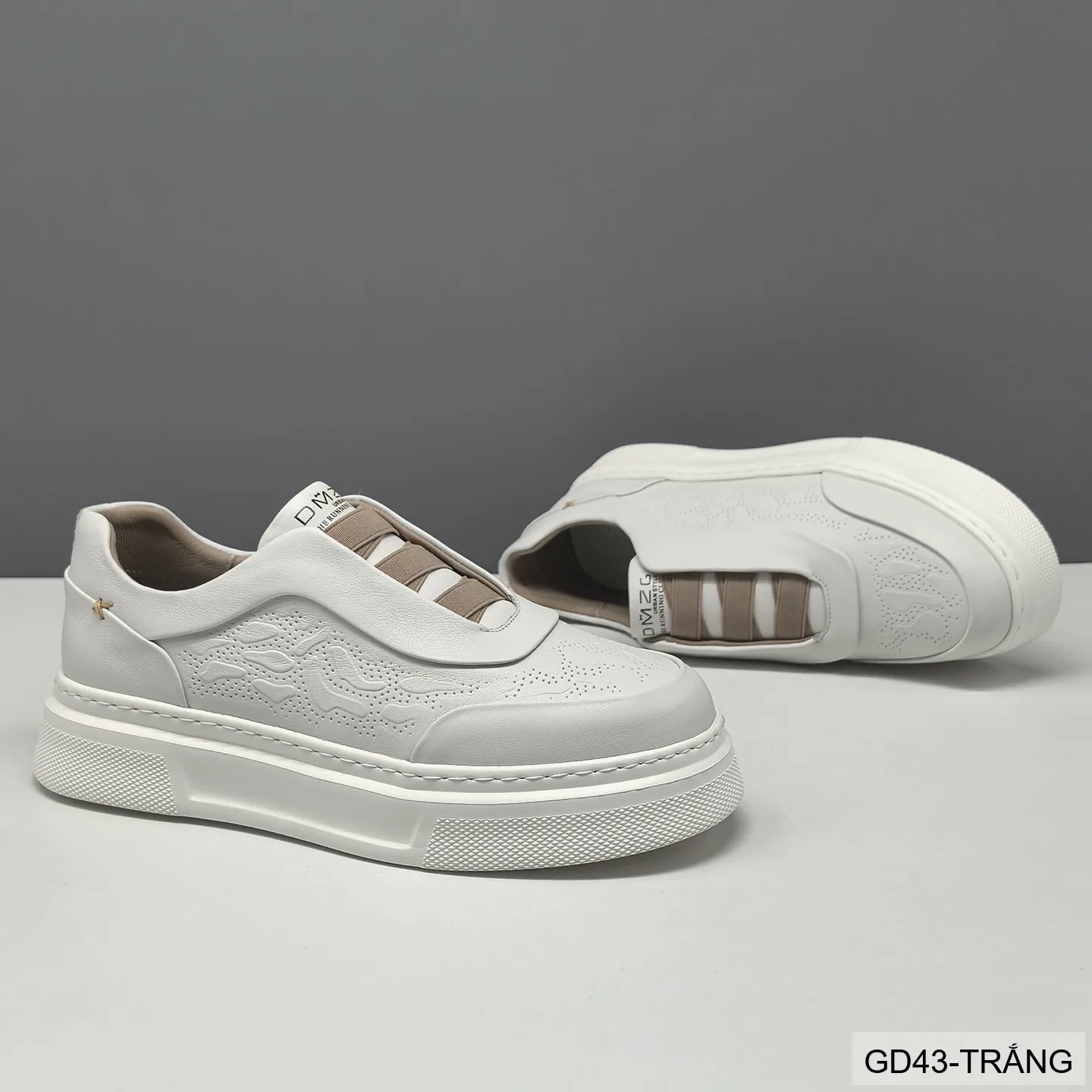 GD43 - Giày thể thao nam da bò trắng kiểu dad shoes, đế dày êm ái, thời trang năng động - ảnh 5
