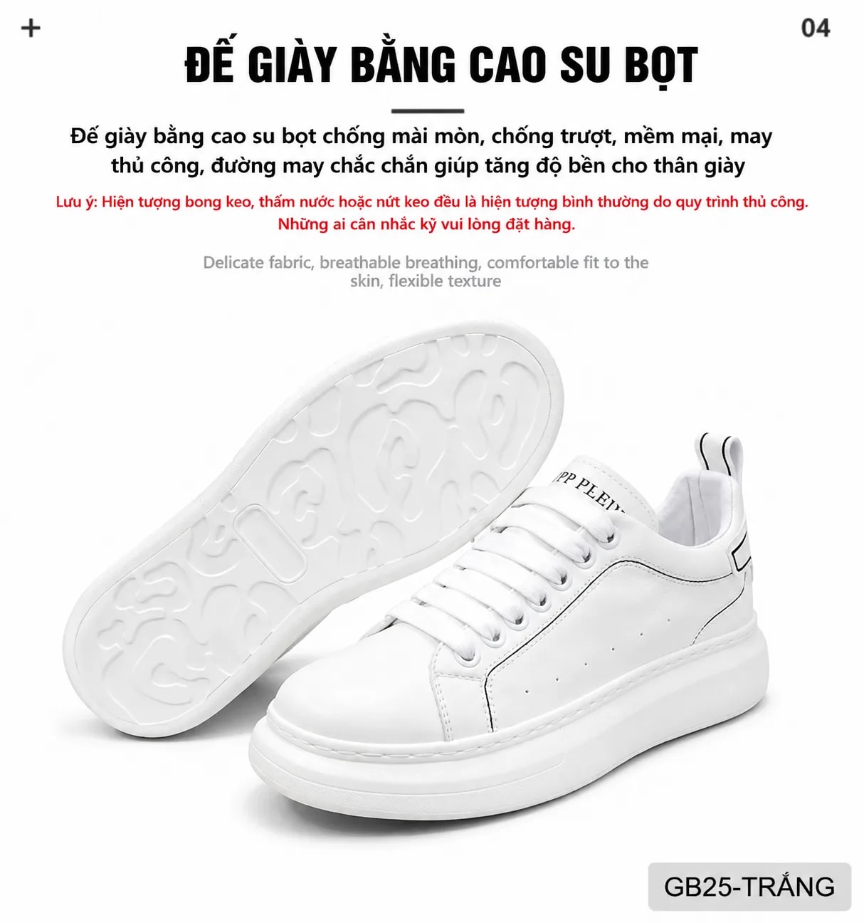GB25 - Giày nam trắng da thật đế dày phong cách châu Âu thời thượng - ảnh 6