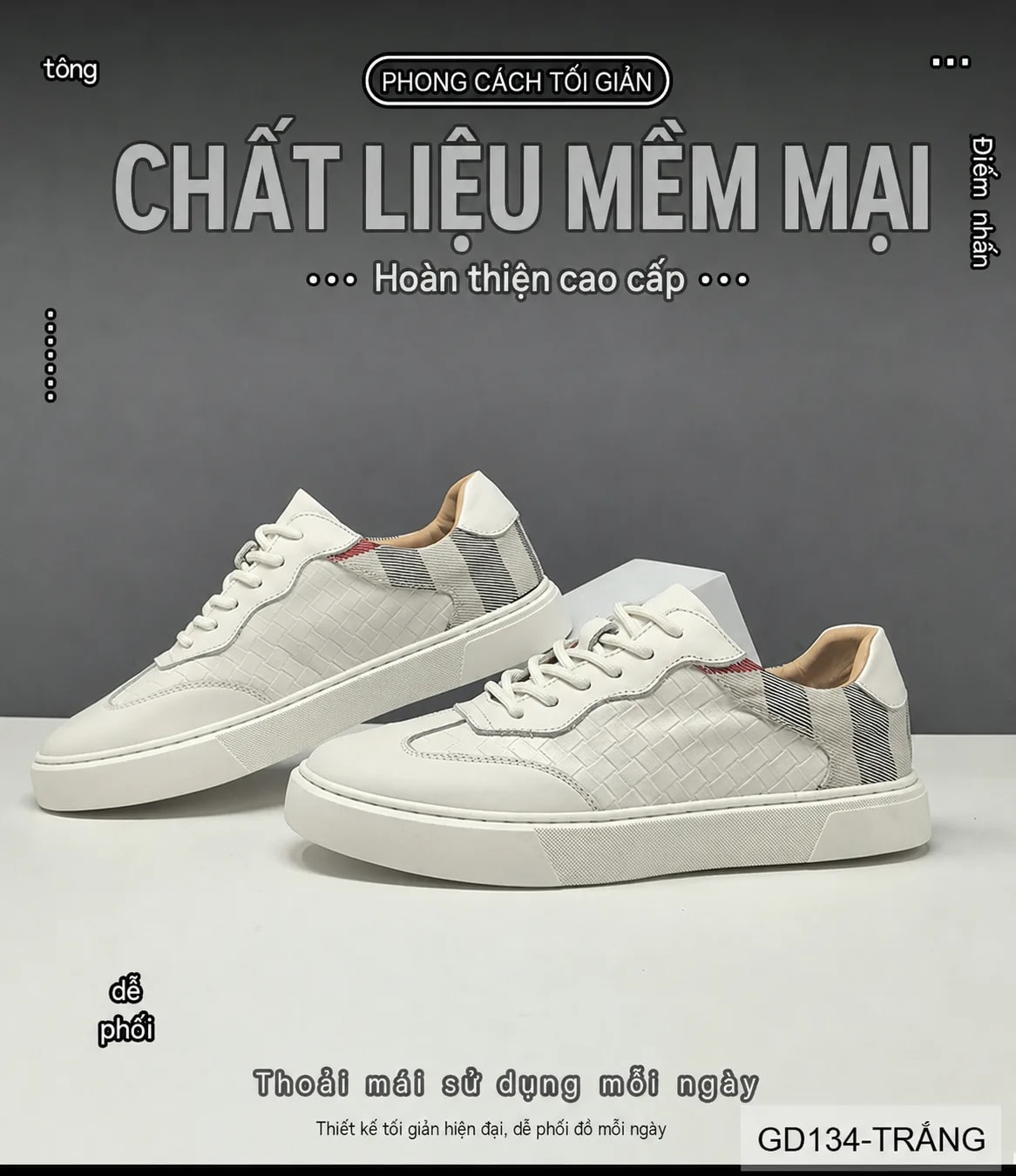 GD134 - Giày thể thao nam da thật phối màu thời trang, đế cao su êm ái, phong cách Hàn Quốc - ảnh 6