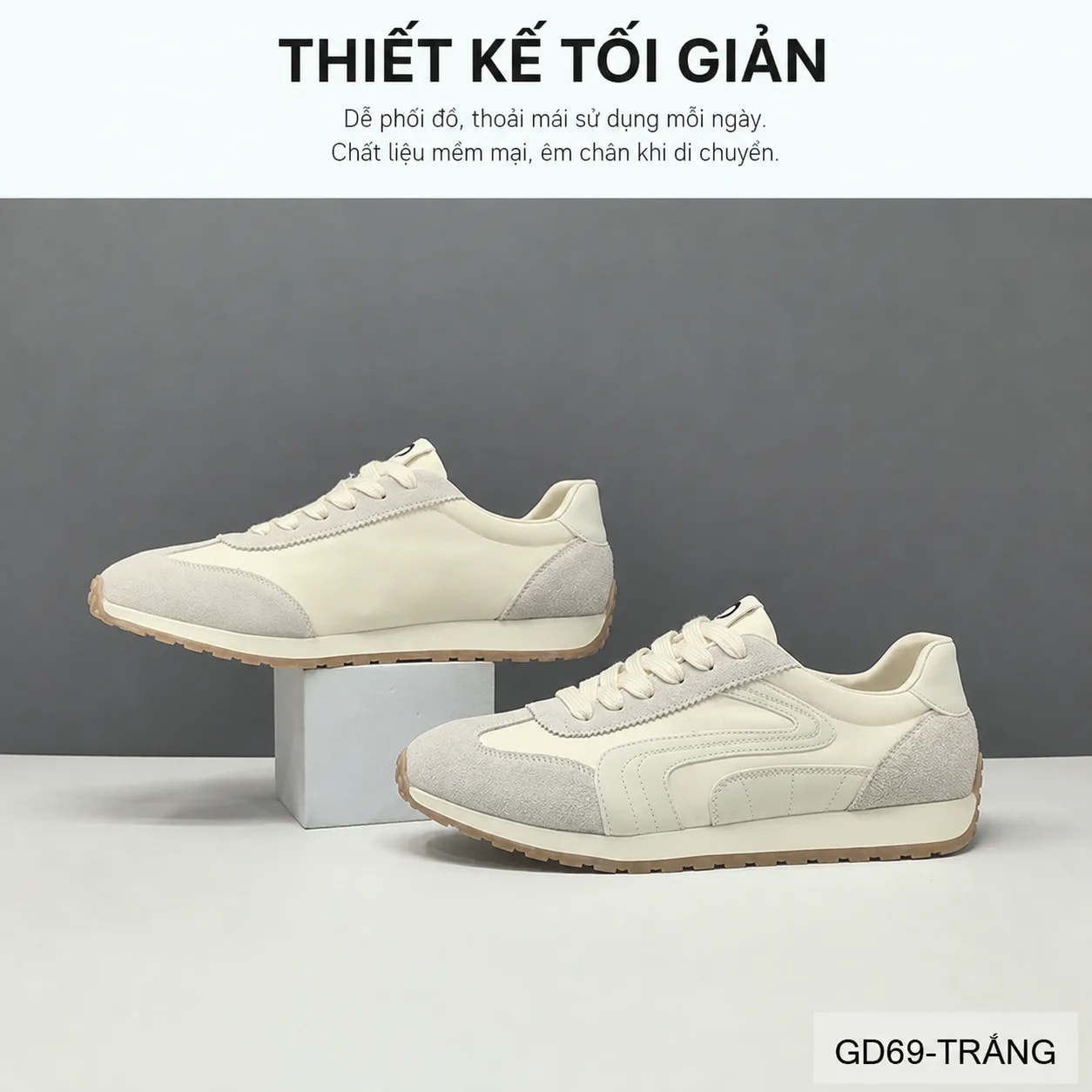 GD69 - Giày thể thao nam da thật phối màu thời thượng, đế cao su êm ái, phong cách Hàn Quốc - ảnh 5