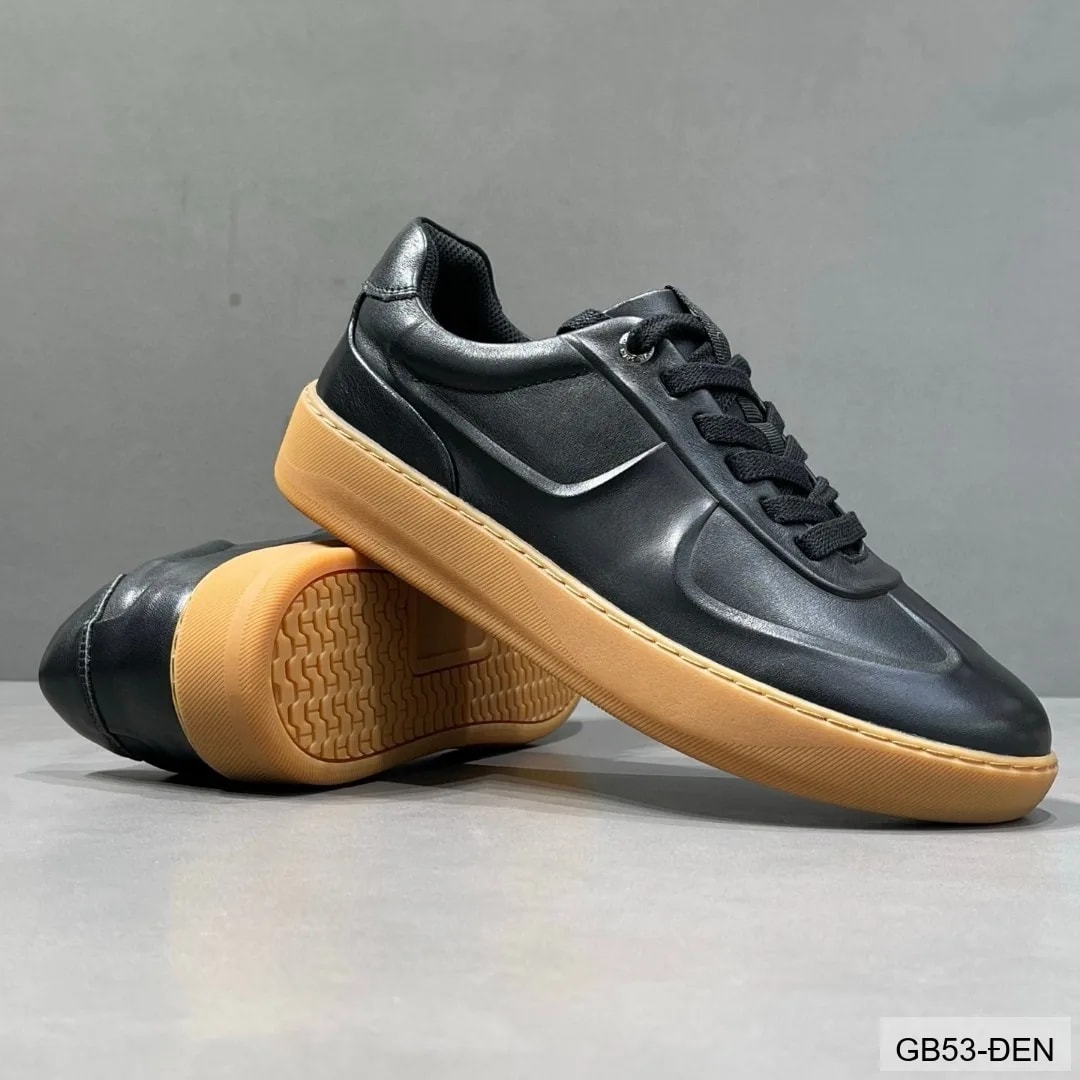 GB53 - Giày thể thao nam da bò cổ thấp kiểu retro, phối màu trắng đen xanh thời thượng - ảnh 3