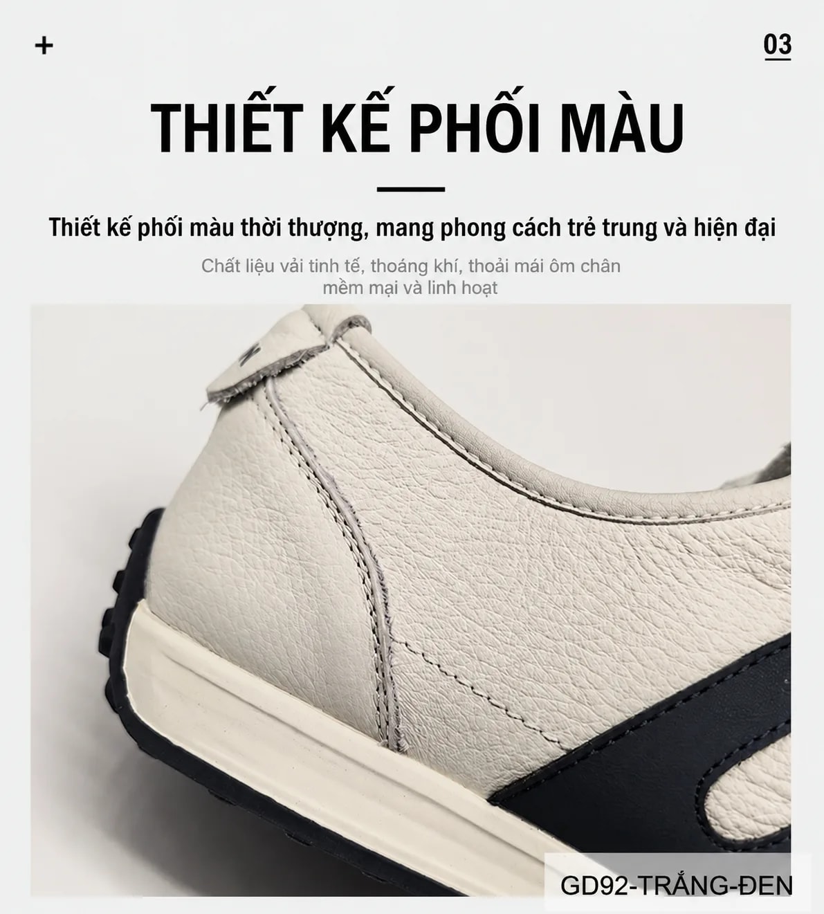 GD92 - Giày nam da bò trắng phối màu thời trang, đế bằng êm ái - ảnh 8