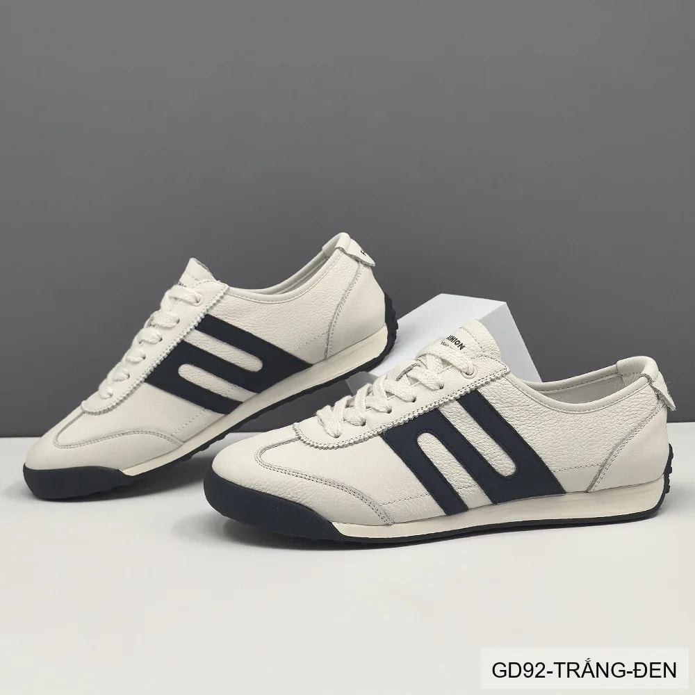 GD92 - Giày nam da bò trắng phối màu thời trang, đế bằng êm ái - ảnh 4