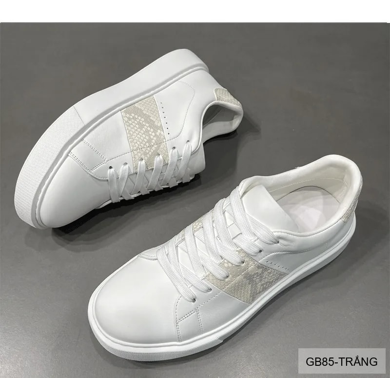 GB85 - Giày thể thao nam trắng da thật, đế dày mềm, thoáng khí, kiểu dáng retro thời thượng - ảnh 8