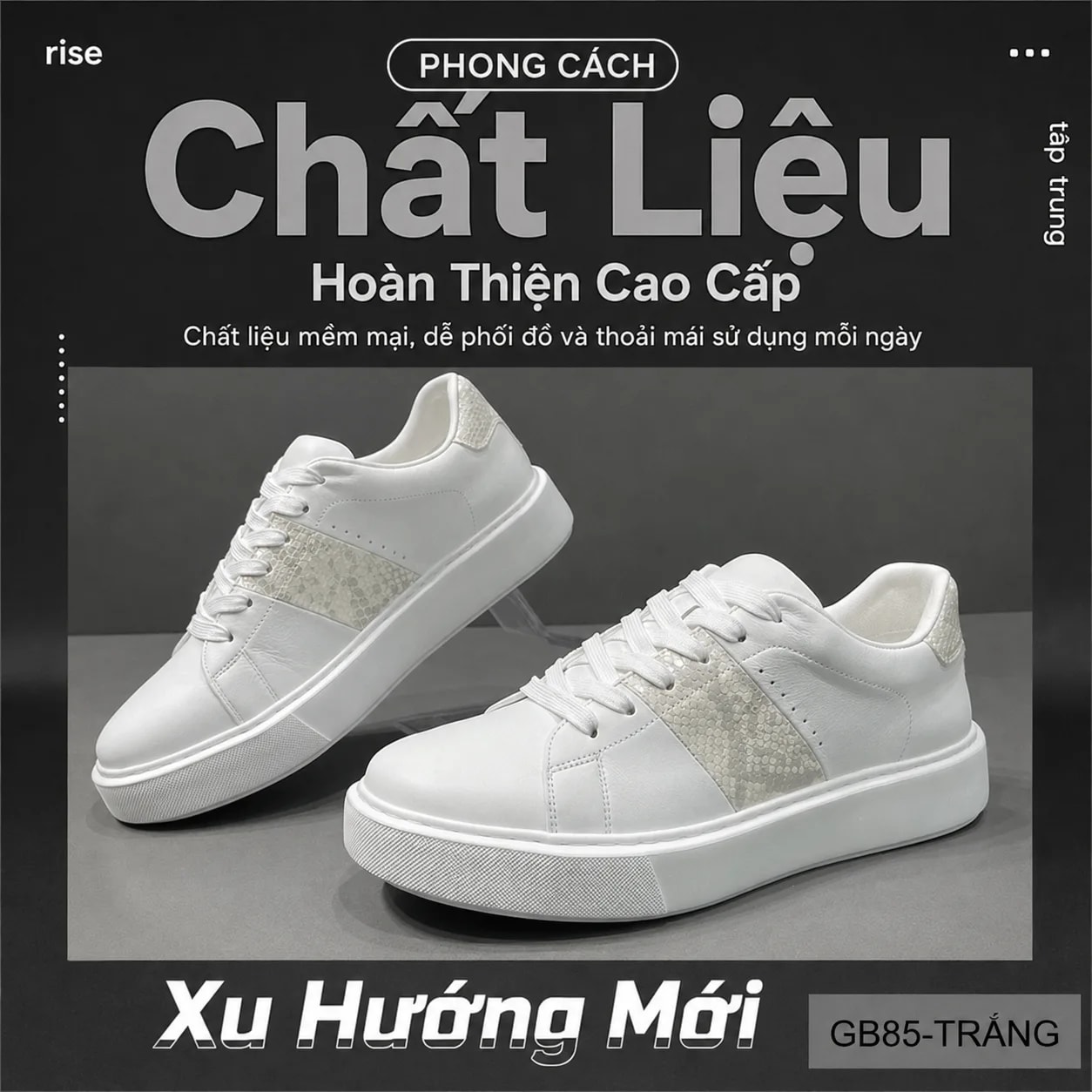 GB85 - Giày thể thao nam trắng da thật, đế dày mềm, thoáng khí, kiểu dáng retro thời thượng - ảnh 9