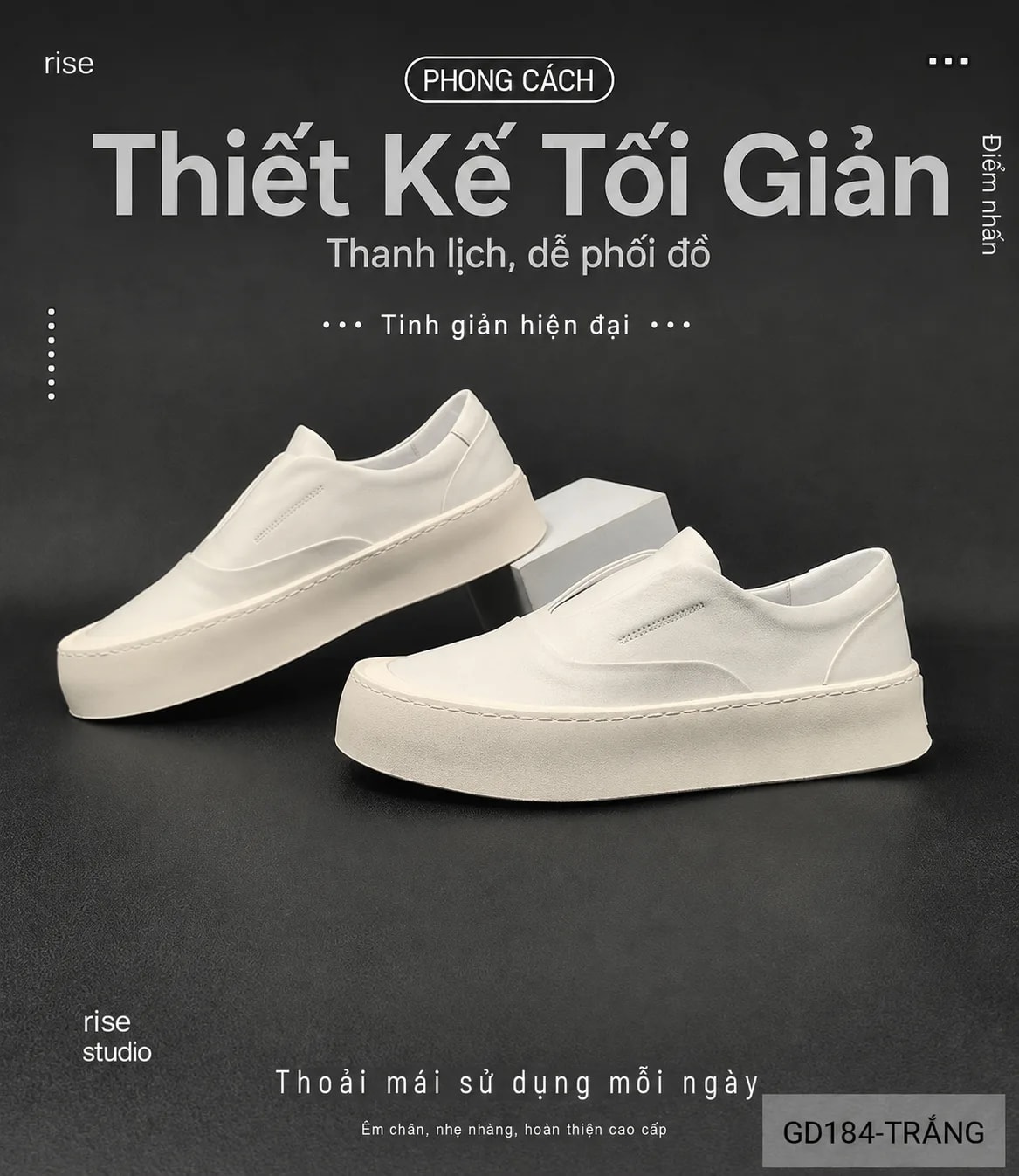GD184 - Giày thể thao nam da thật đế bằng phong cách châu Âu, nhẹ sang, phối màu trắng đen - ảnh 6