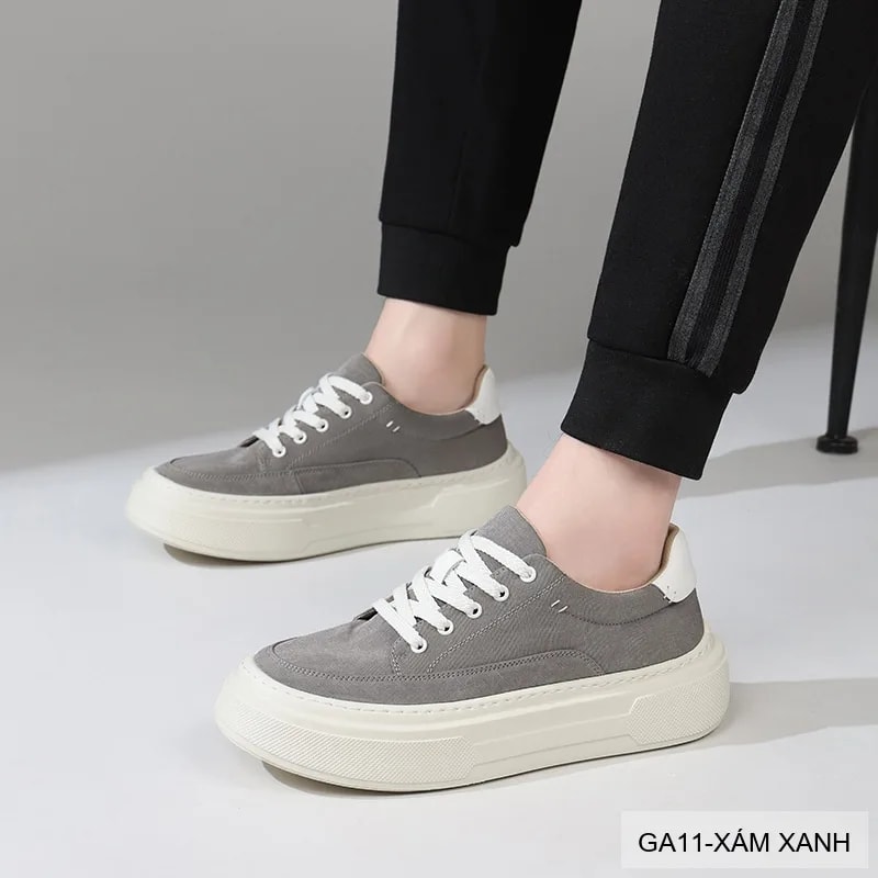 GA11 - Giày vải nam Lin Sen kiểu Hàn, đế mềm nhẹ, thoáng khí, màu Xám Xanh & Đen - ảnh 3