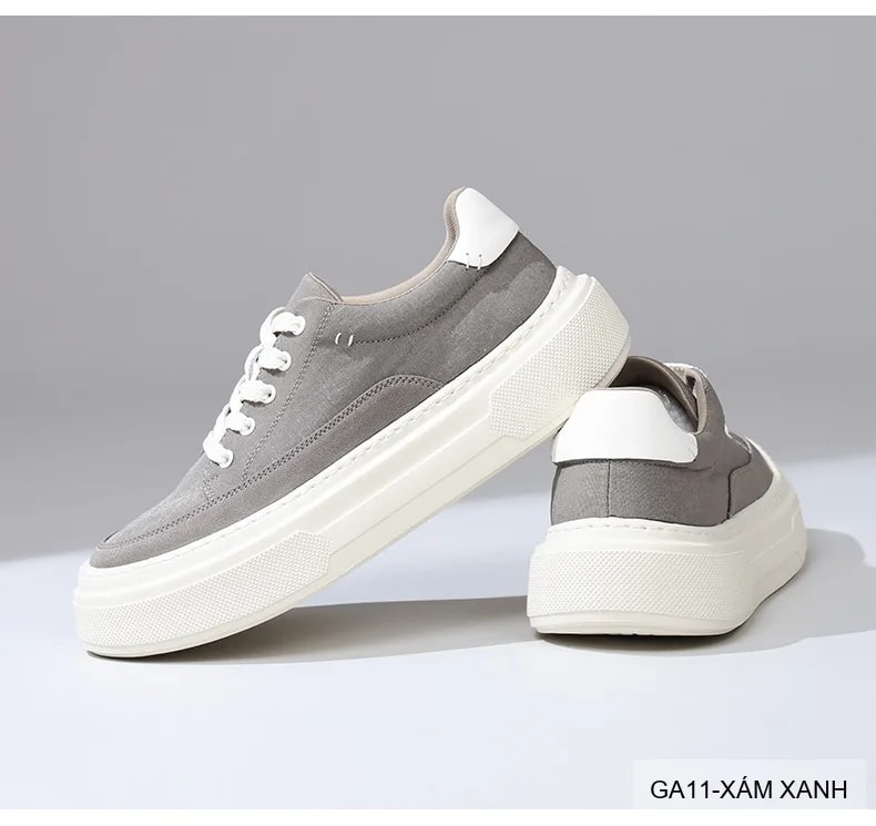 GA11 - Giày vải nam Lin Sen kiểu Hàn, đế mềm nhẹ, thoáng khí, màu Xám Xanh & Đen - ảnh 11