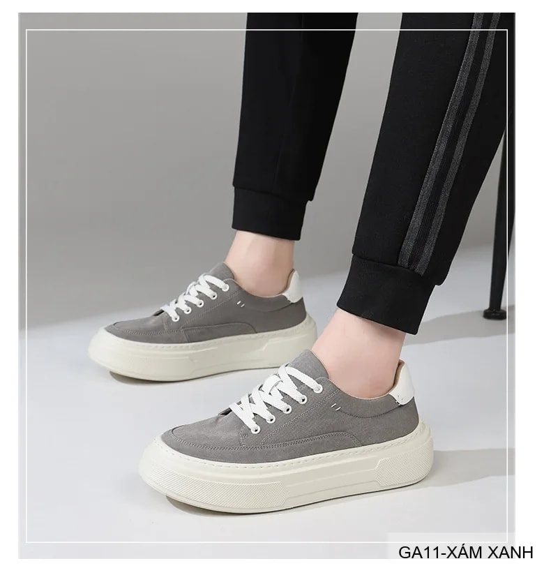GA11 - Giày vải nam Lin Sen kiểu Hàn, đế mềm nhẹ, thoáng khí, màu Xám Xanh & Đen - ảnh 6