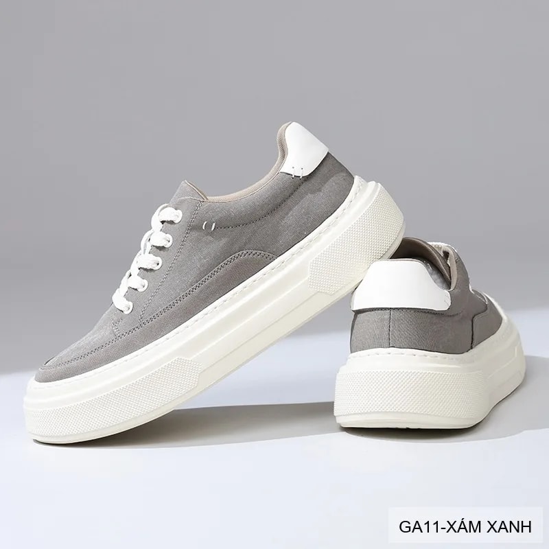 GA11 - Giày vải nam Lin Sen kiểu Hàn, đế mềm nhẹ, thoáng khí, màu Xám Xanh & Đen - ảnh 4