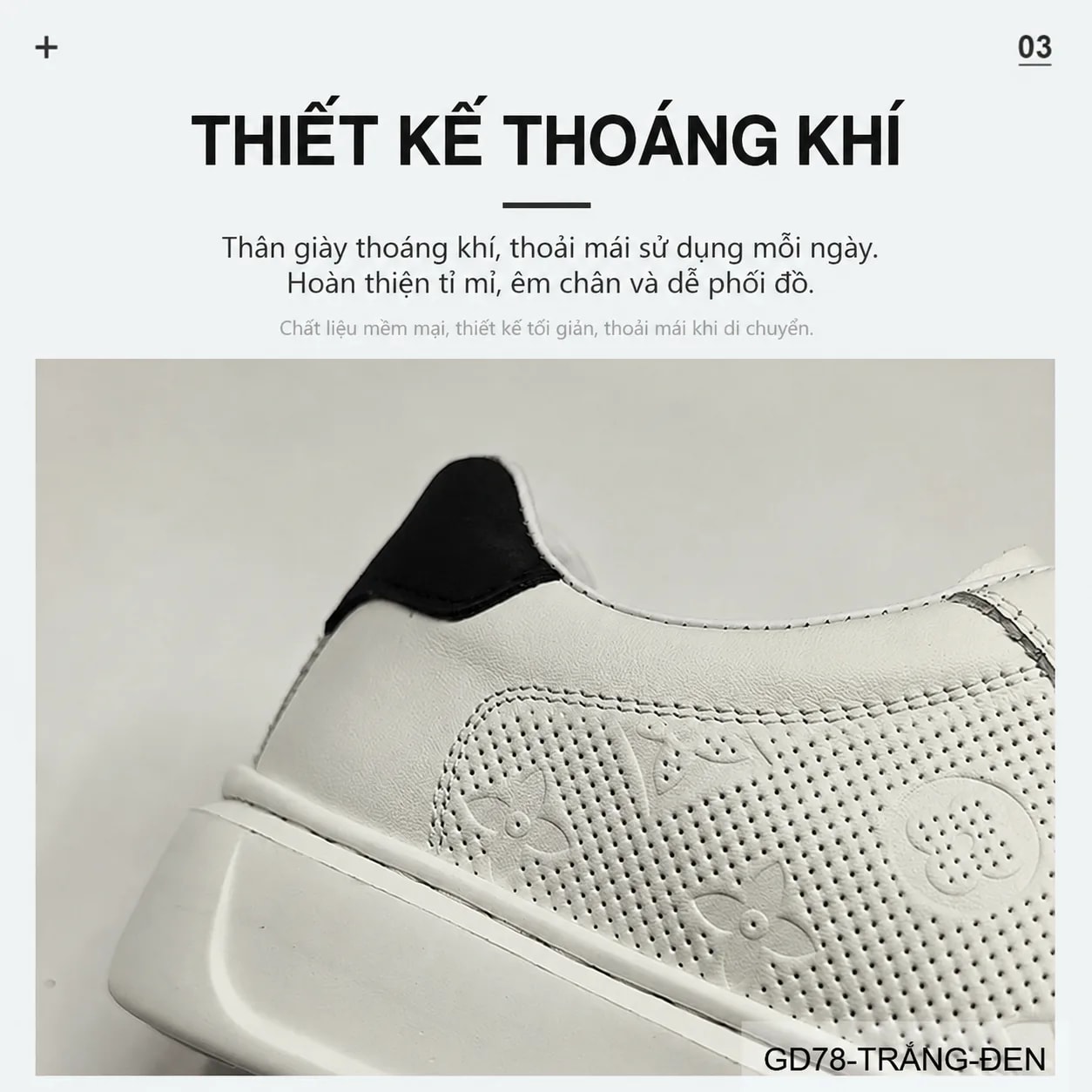 GD78 - Giày thể thao nam trắng đế dày êm ái, phối màu gót đen/xanh lục sang trọng - ảnh 15