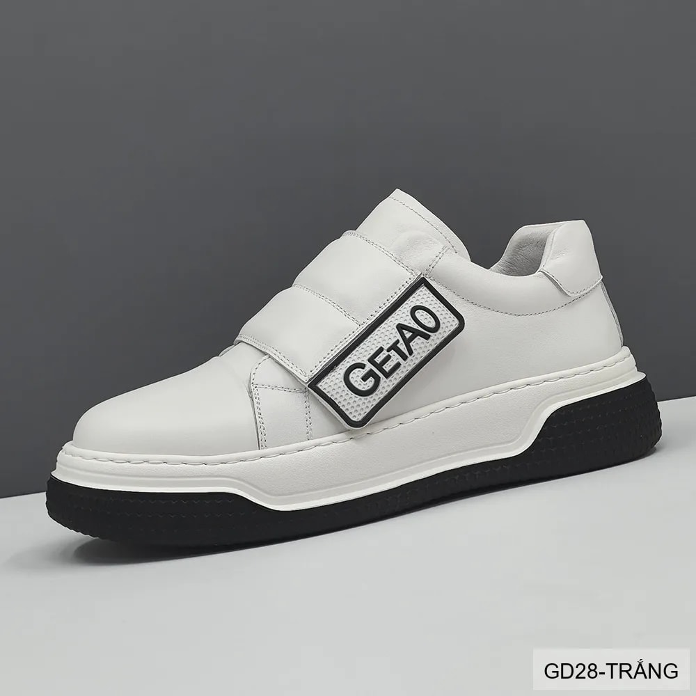 GD28 - Giày nam da bò đế dày kiểu dad shoes, phối màu trắng đen thời thượng - ảnh 2