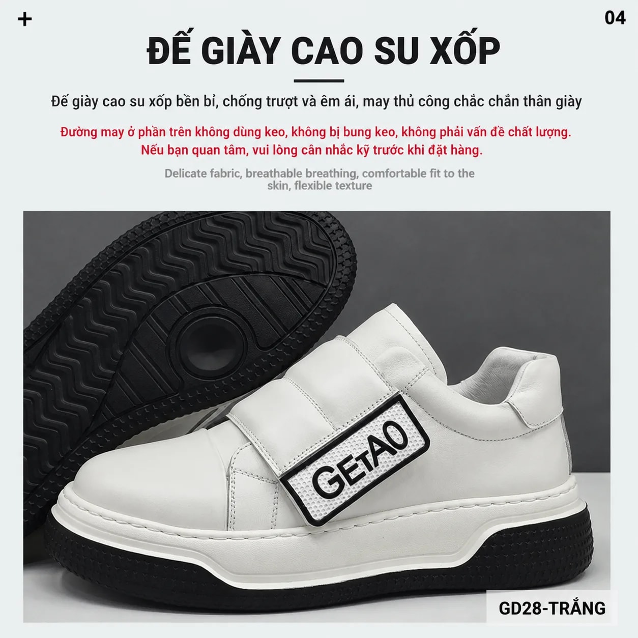 GD28 - Giày nam da bò đế dày kiểu dad shoes, phối màu trắng đen thời thượng - ảnh 7