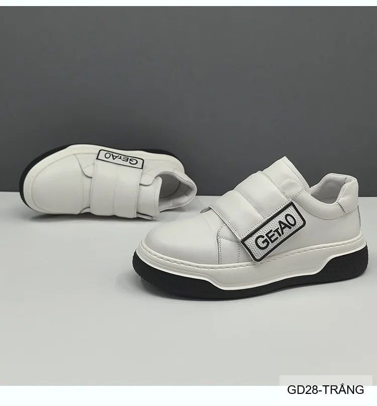 GD28 - Giày nam da bò đế dày kiểu dad shoes, phối màu trắng đen thời thượng - ảnh 6