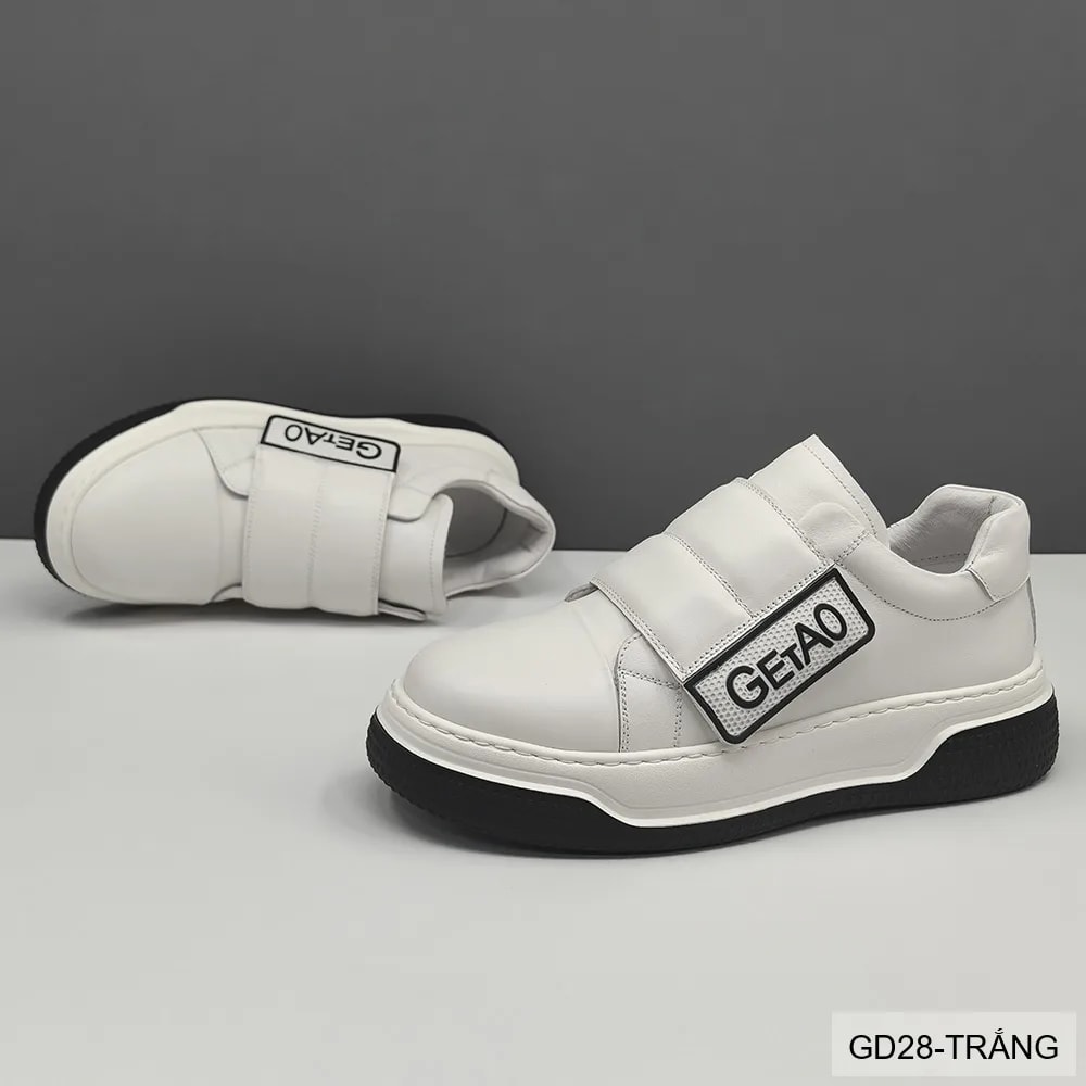 GD28 - Giày nam da bò đế dày kiểu dad shoes, phối màu trắng đen thời thượng - ảnh 4