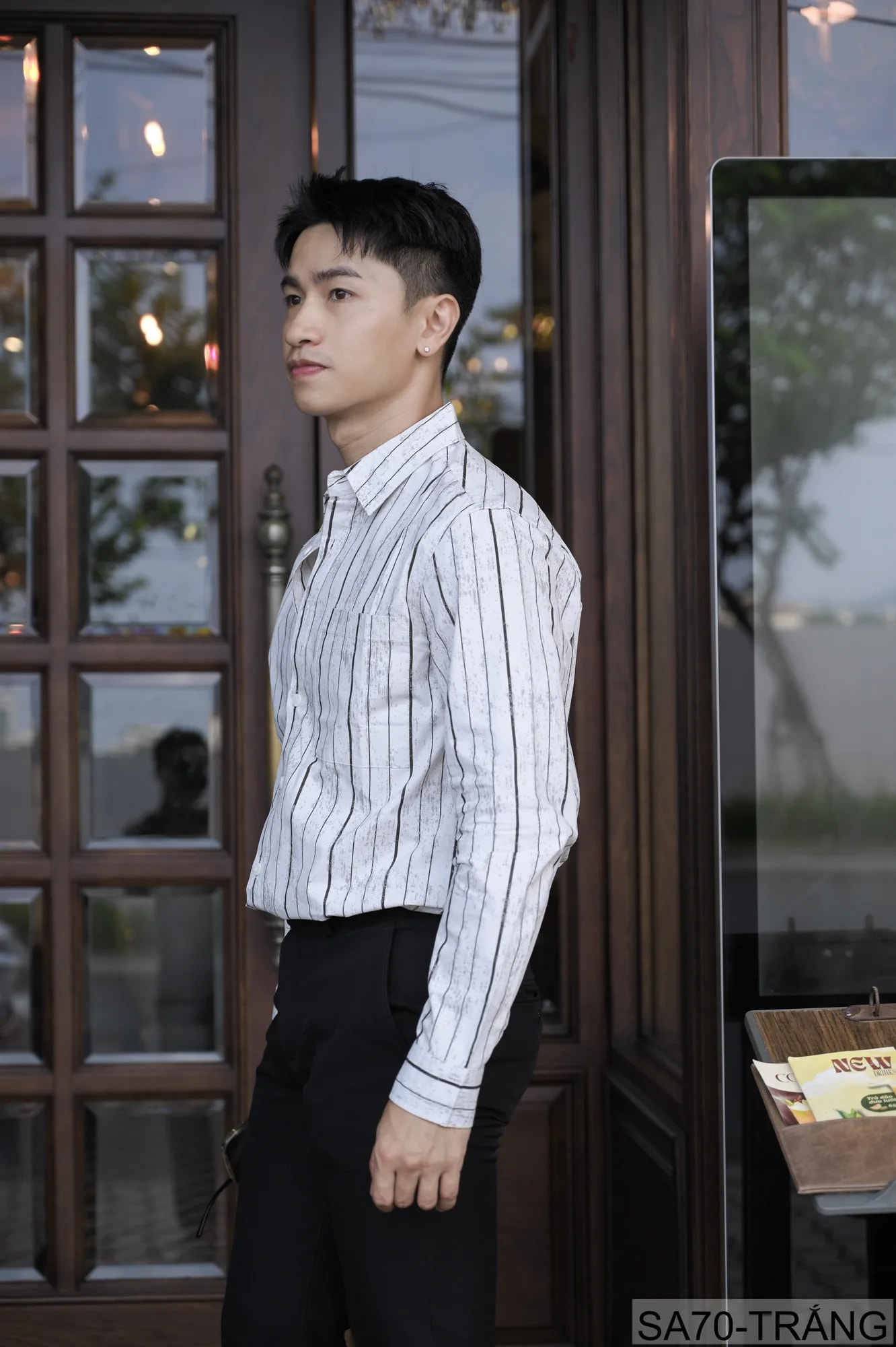 SA70 - Áo sơ mi nam kẻ sọc phong cách Nhật Bản, chất cotton mềm, dáng rộng thoải mái - ảnh 5