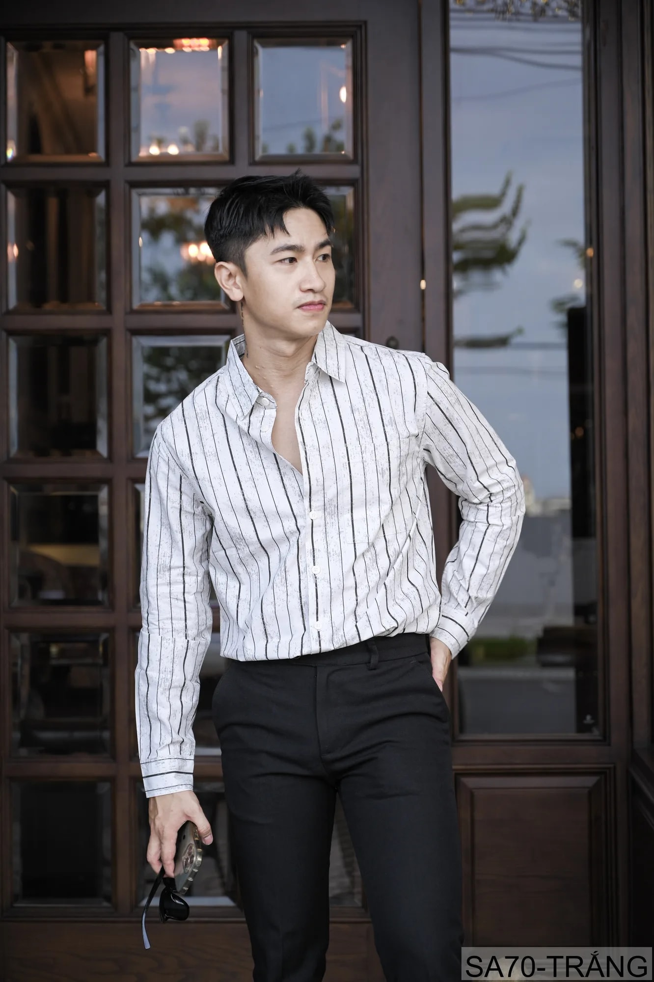 SA70 - Áo sơ mi nam kẻ sọc phong cách Nhật Bản, chất cotton mềm, dáng rộng thoải mái