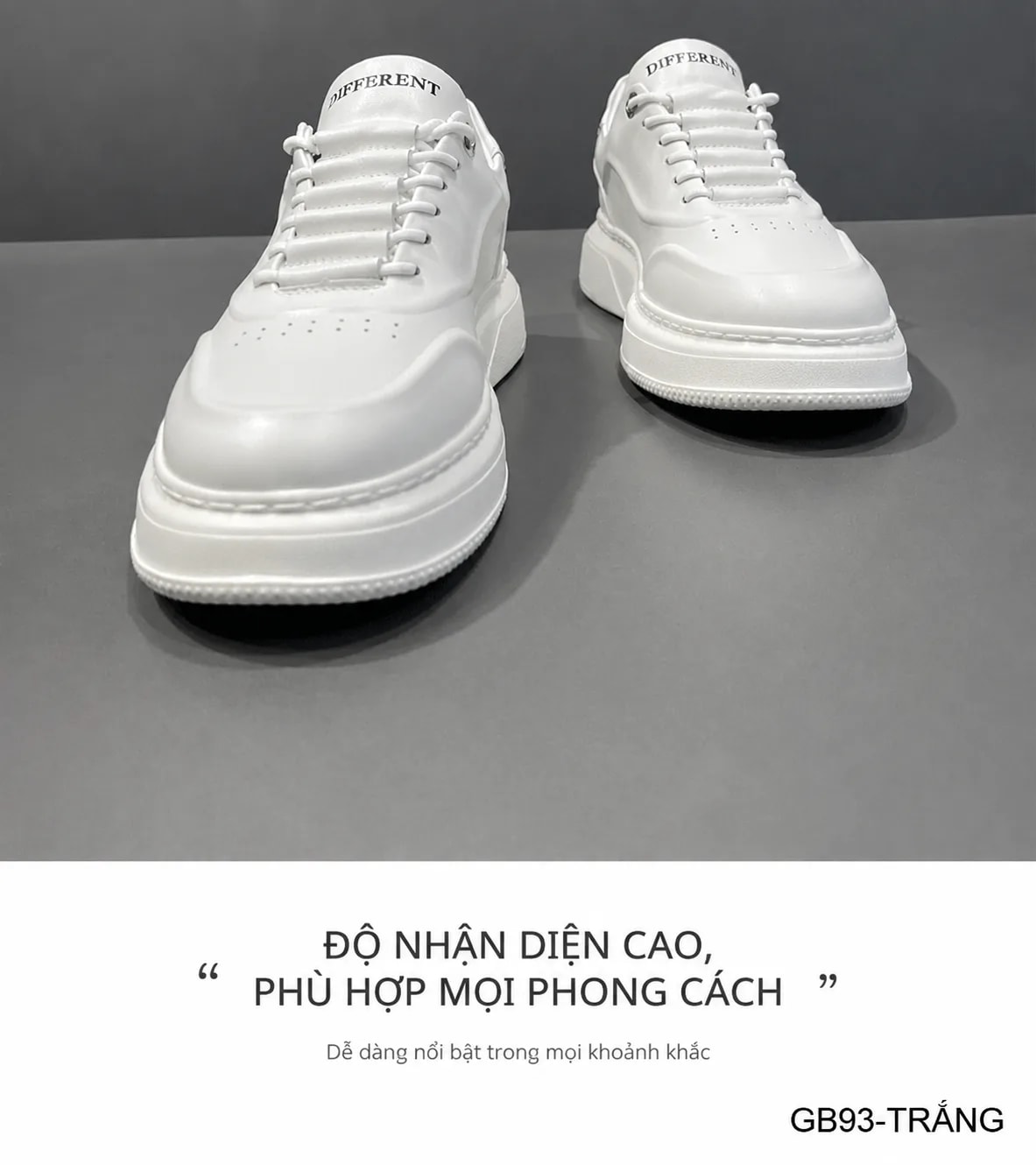 GB93 - Giày thể thao nam trắng đế dày phong cách retro, chất liệu da bò mềm mại - ảnh 10
