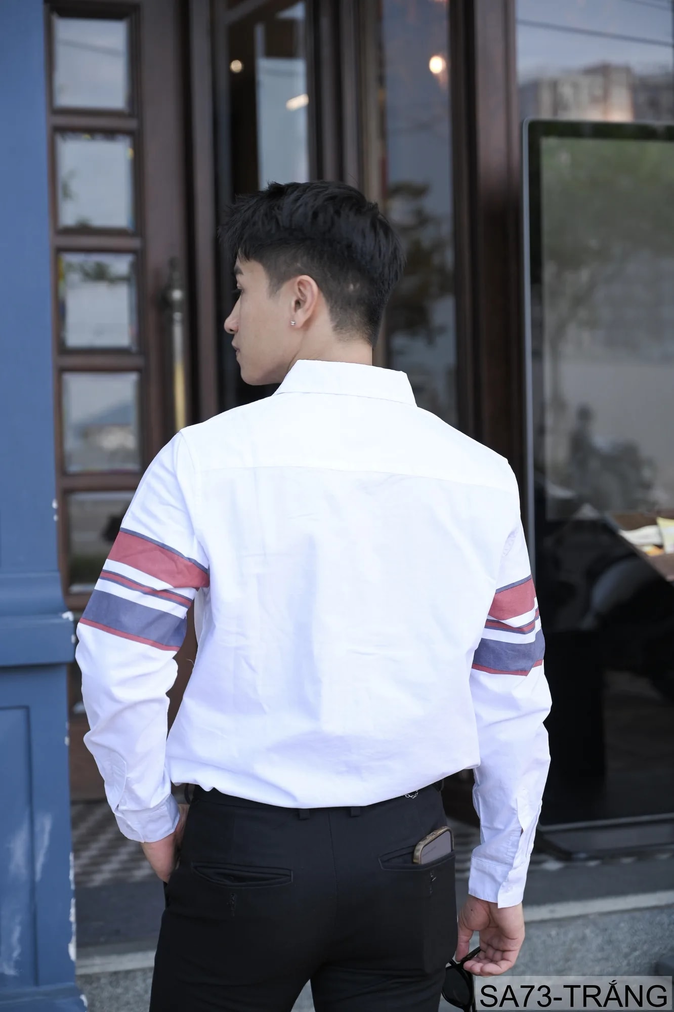 SA73 - Áo sơ mi nam dài tay in sọc tay phong cách Nhật Bản, chất cotton mềm mại, form rộng thoải mái - ảnh 5