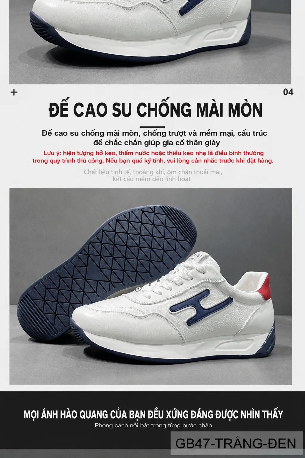 GB47 - Giày thể thao nam da thật cổ thấp phong cách châu Âu, thiết kế chữ H nổi bật, phối màu trắng đen sang trọng - ảnh 5