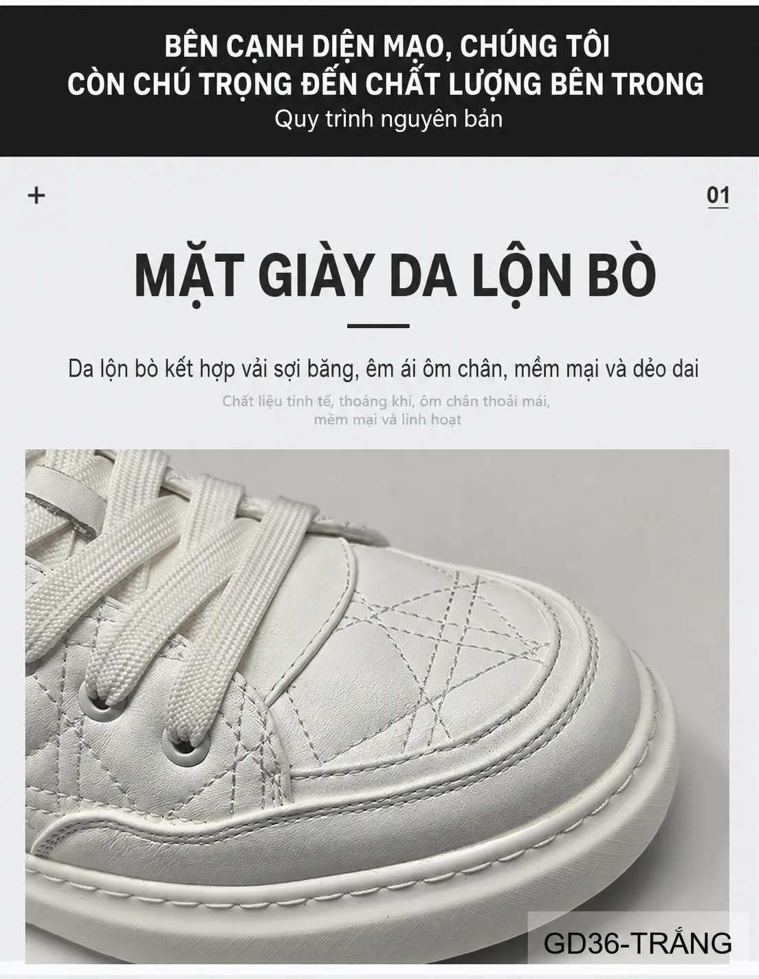 GD36 - Giày thể thao nam đế cao da thật, tăng chiều cao, thời trang phong cách châu Âu - ảnh 8