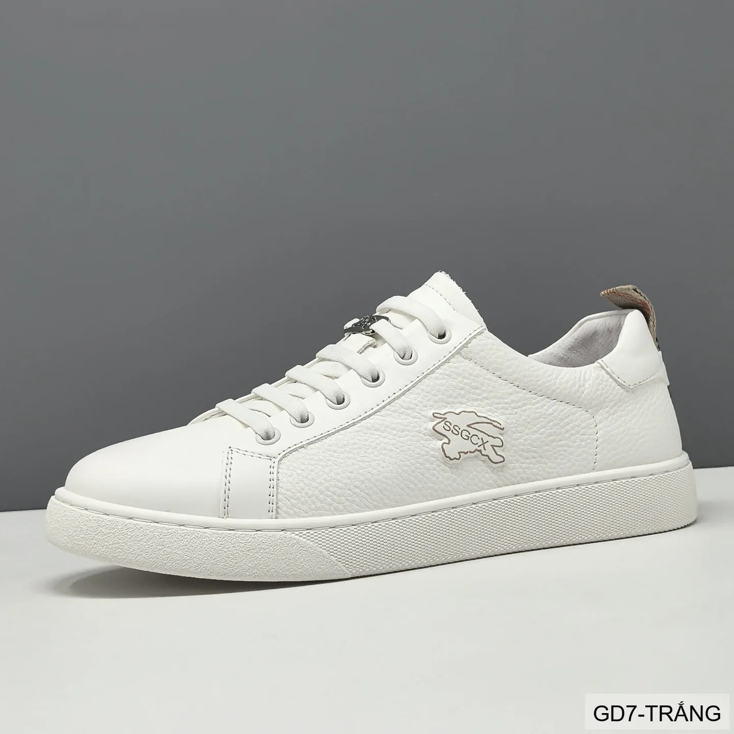 GD7 - Giày thể thao nam da thật phong cách retro, nhẹ êm, phối màu trắng đen sang trọng - ảnh 3