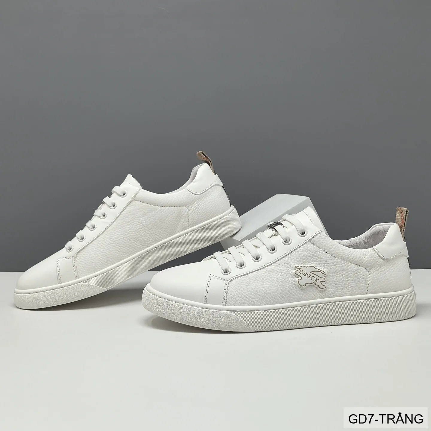 GD7 - Giày thể thao nam da thật phong cách retro, nhẹ êm, phối màu trắng đen sang trọng - ảnh 4