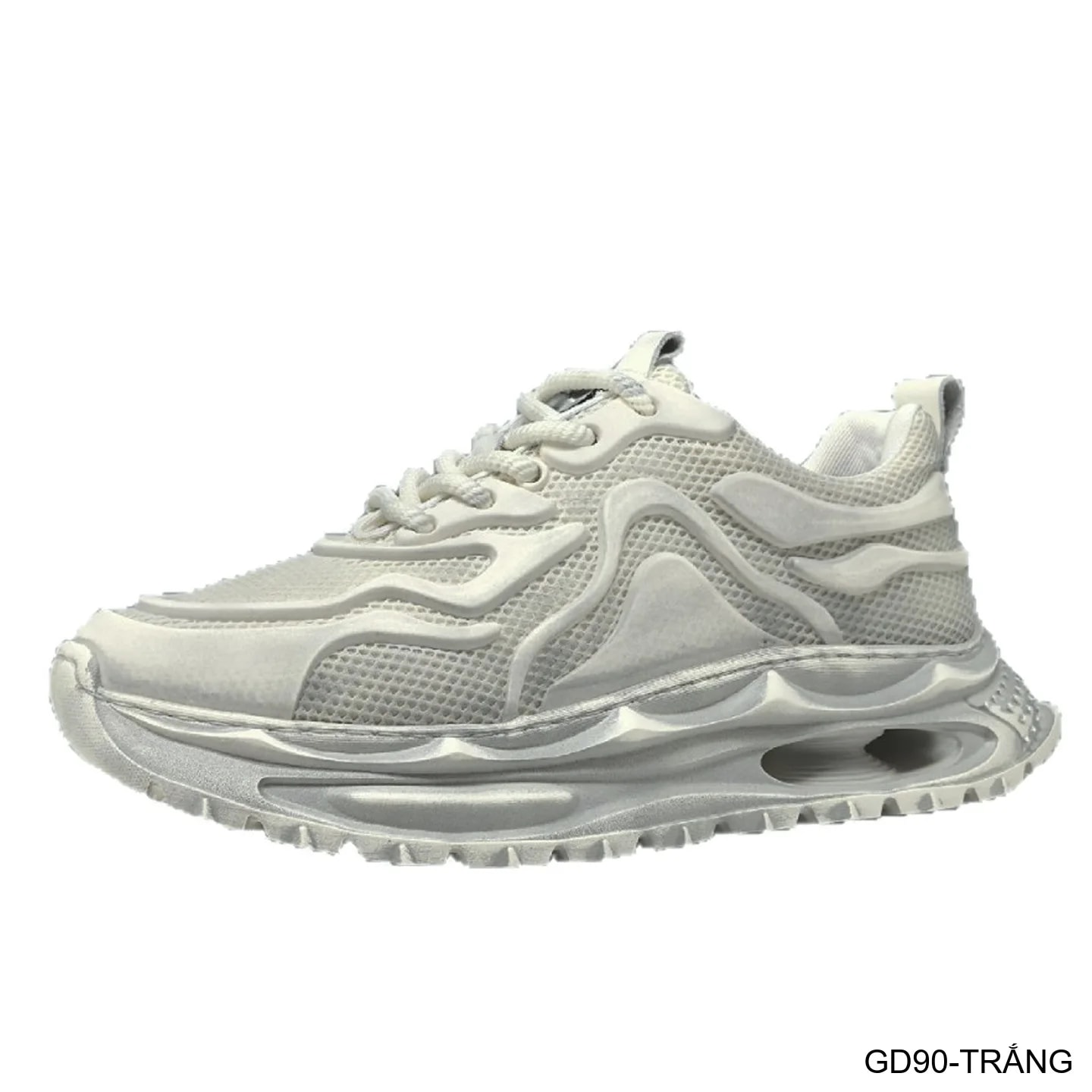 GD90 - Giày thể thao nam kiểu Dad Shoes đế dày, thân lưới thoáng khí, tăng chiều cao, phối màu Trắng Đen - ảnh 6
