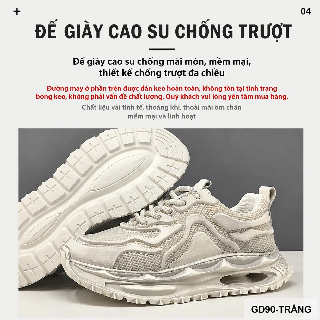GD90 - Giày thể thao nam kiểu Dad Shoes đế dày, thân lưới thoáng khí, tăng chiều cao, phối màu Trắng Đen - ảnh 7
