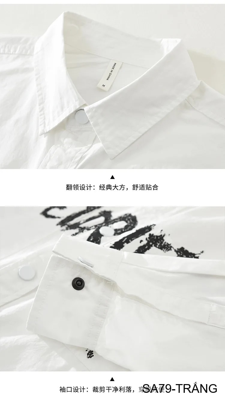 SA79 - Áo sơ mi nam tay dài phong cách streetwear in chữ nghệ thuật, chất cotton mềm mại, form rộng thoải mái - ảnh 5