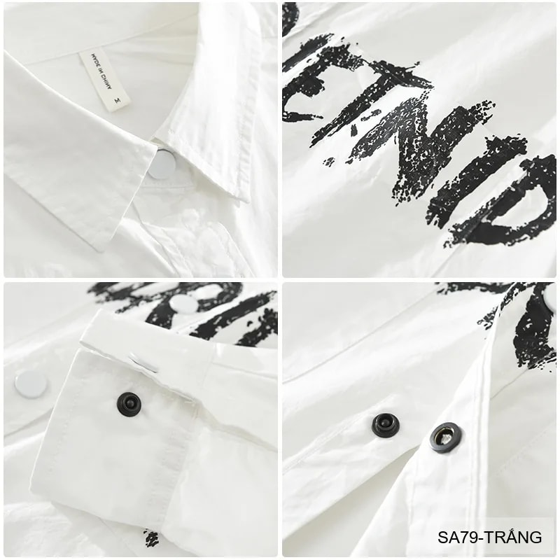 SA79 - Áo sơ mi nam tay dài phong cách streetwear in chữ nghệ thuật, chất cotton mềm mại, form rộng thoải mái - ảnh 3