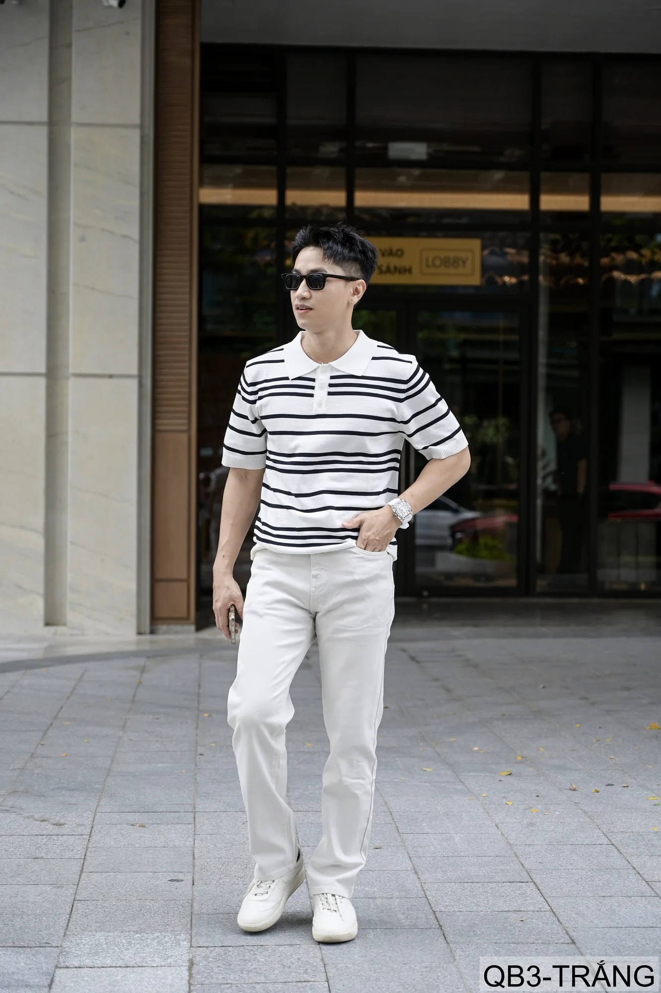QB3 - Quần jeans nam ống rộng trắng phong cách retro Mỹ, chất cotton mềm mại, form suông thoải mái - ảnh 8
