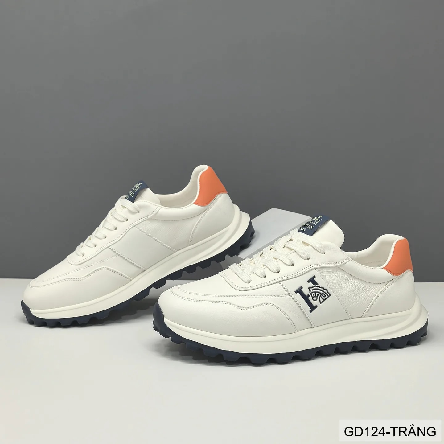 GD124 - Giày thể thao nam da bò cao cấp, phối màu khối, đế cao su êm chân, tăng chiều cao nhẹ - ảnh 4