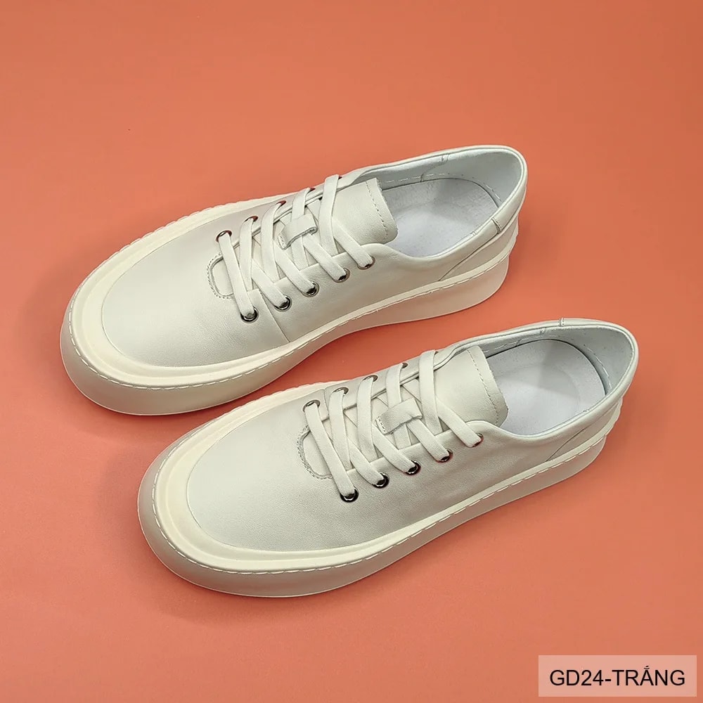 GD24 - Giày Da Bò Nam Đế Bằng Thời Trang Phối Màu Trắng Đen - ảnh 4