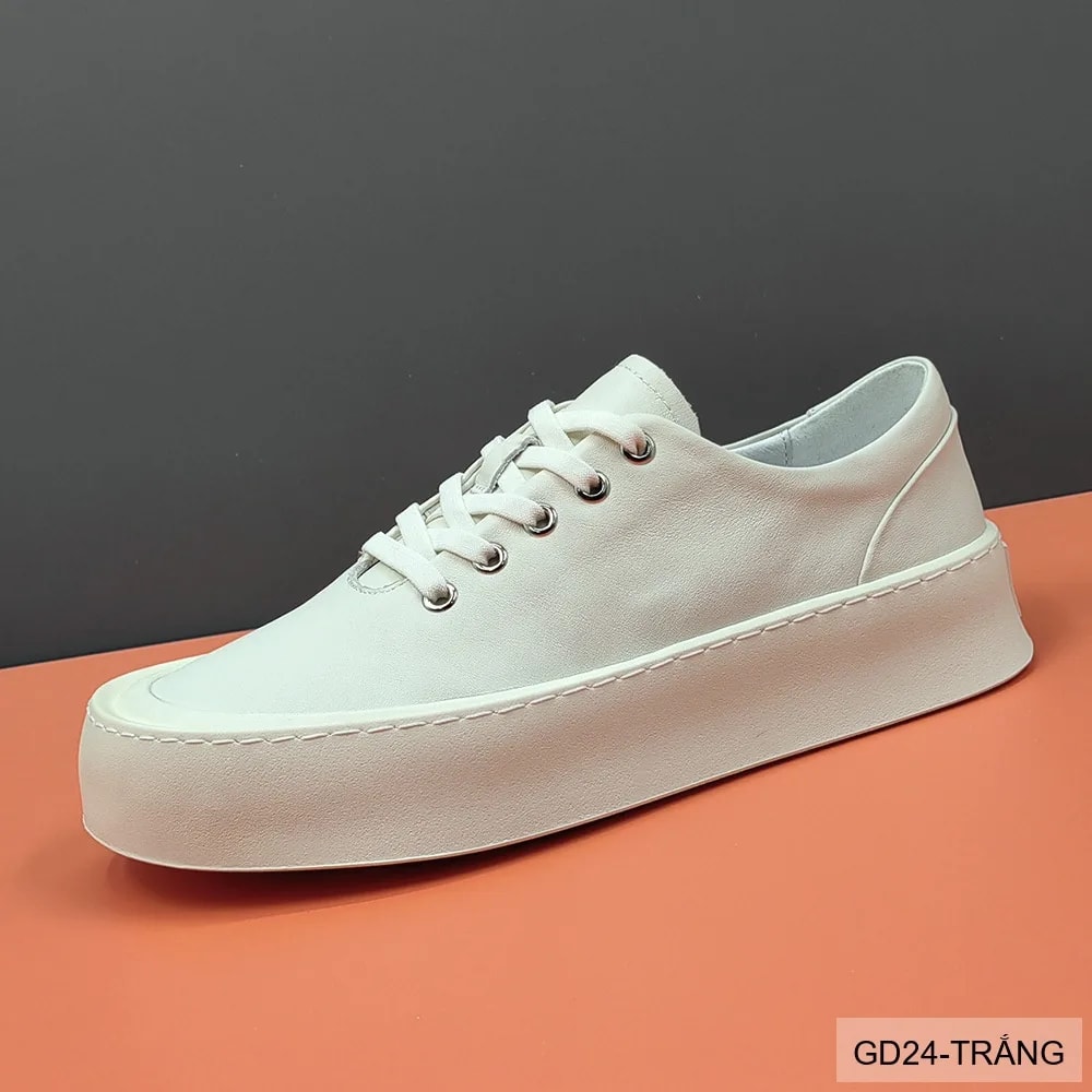 GD24 - Giày Da Bò Nam Đế Bằng Thời Trang Phối Màu Trắng Đen - ảnh 2