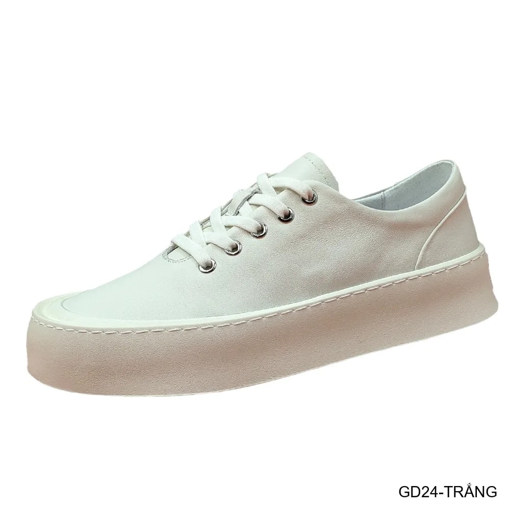 GD24 - Giày Da Bò Nam Đế Bằng Thời Trang Phối Màu Trắng Đen - ảnh 5