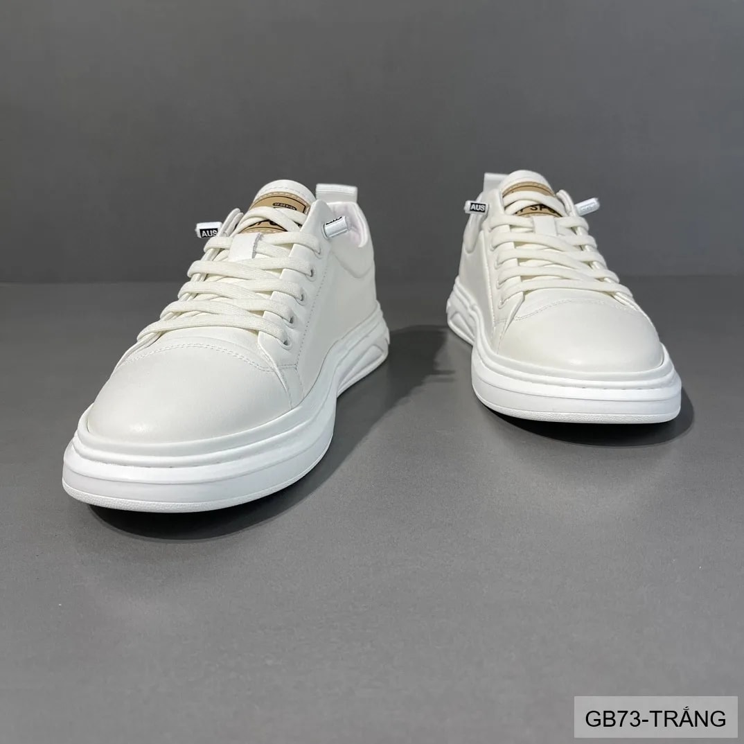 GB73 - Giày thể thao nam da thật trắng đen, kiểu Âu, phong cách thời thượng, đa năng cho ngày thường - ảnh 5