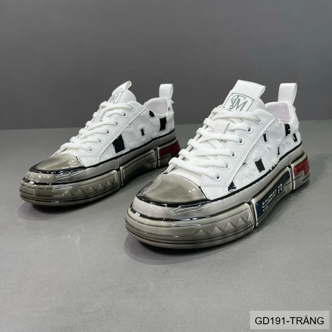 GD191 - Giày nam thời trang đế dày phong cách dad shoes, da thật, phối màu trắng đen - ảnh 3