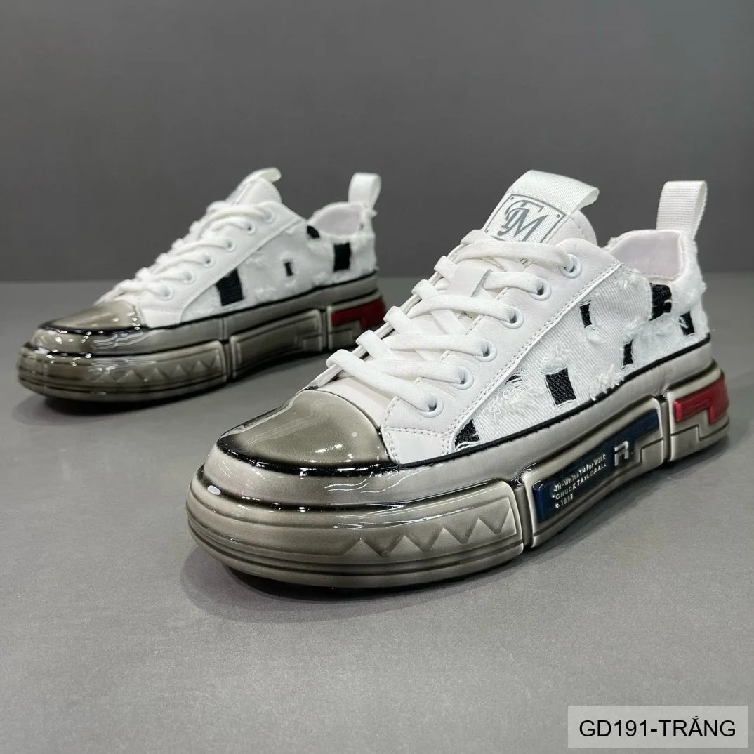 GD191 - Giày nam thời trang đế dày phong cách dad shoes, da thật, phối màu trắng đen - ảnh 2
