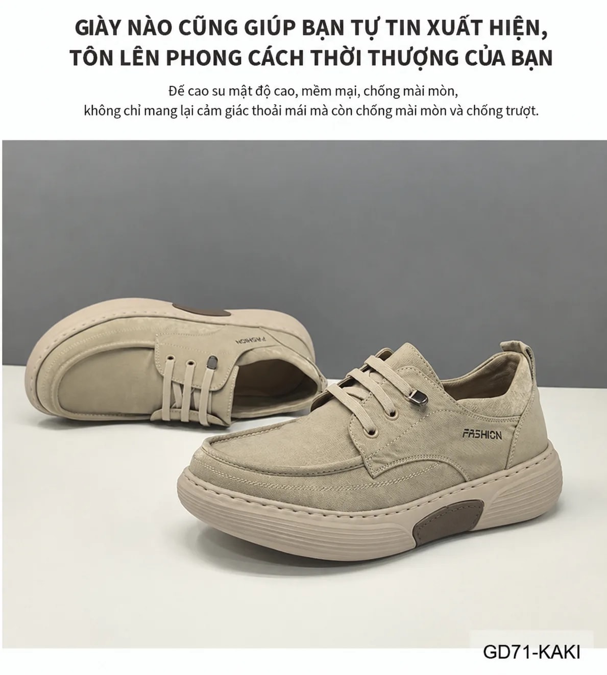 GD71 - Giày nam casual thoáng khí chất liệu lụa băng, đế cao su êm ái, phong cách châu Âu trẻ trung - ảnh 6