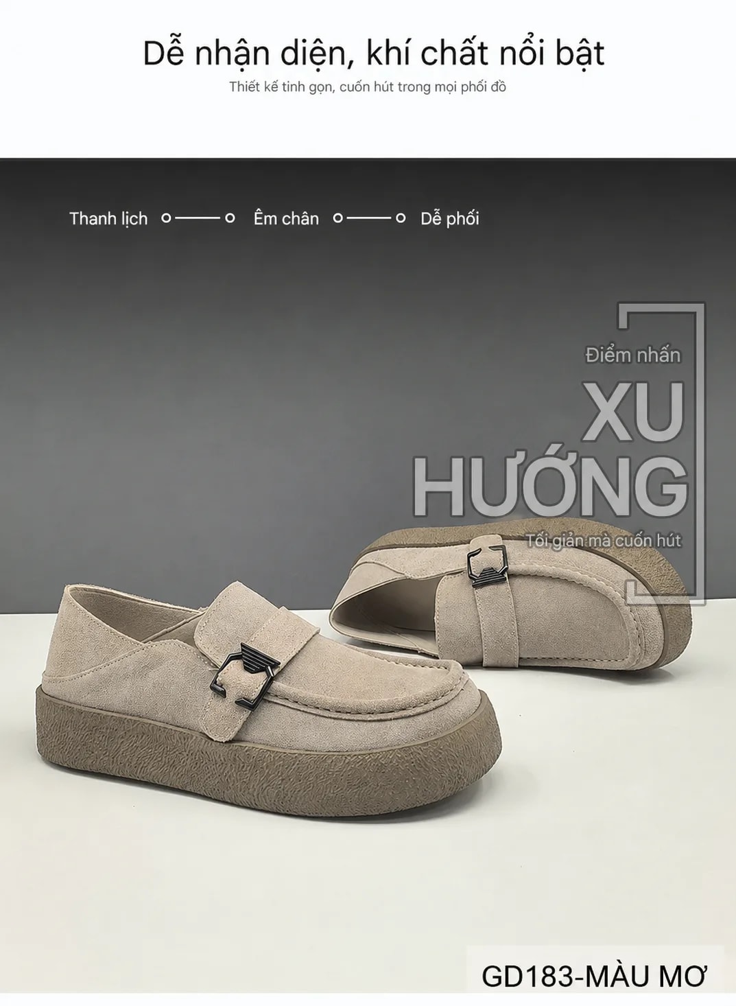 GD183 - Giày Nam Đế Dày Phong Cách Retro Màu Mơ & Nâu - ảnh 6