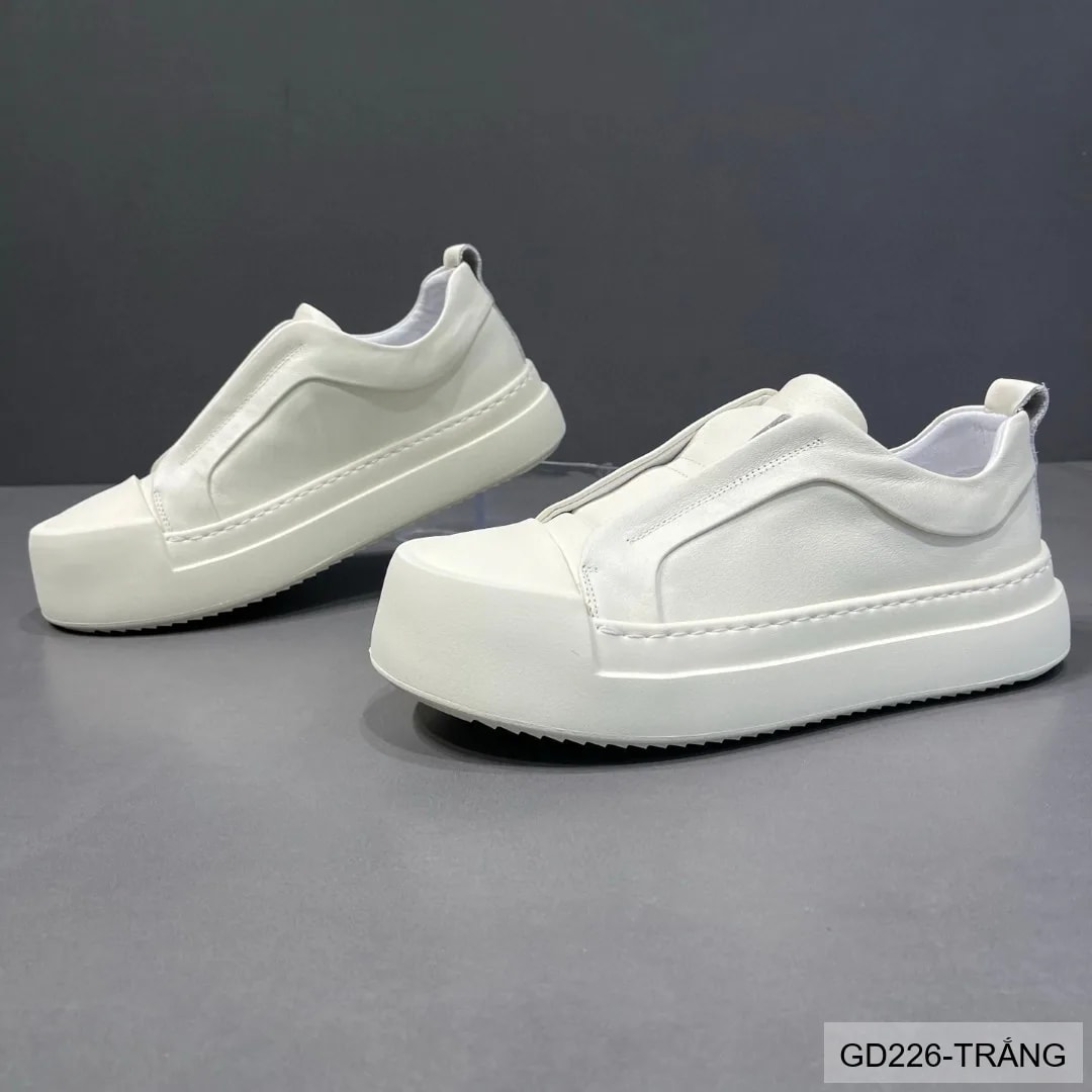 GD226 - Giày nam đế dày thời trang 2025 kiểu dad shoes da bò màu trắng đen - ảnh 3