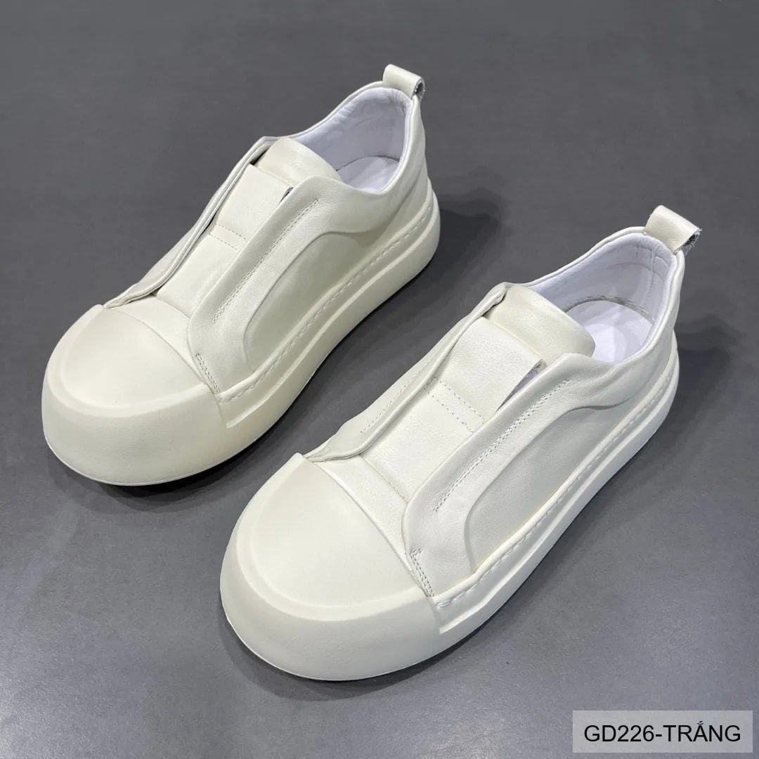 GD226 - Giày nam đế dày thời trang 2025 kiểu dad shoes da bò màu trắng đen - ảnh 4