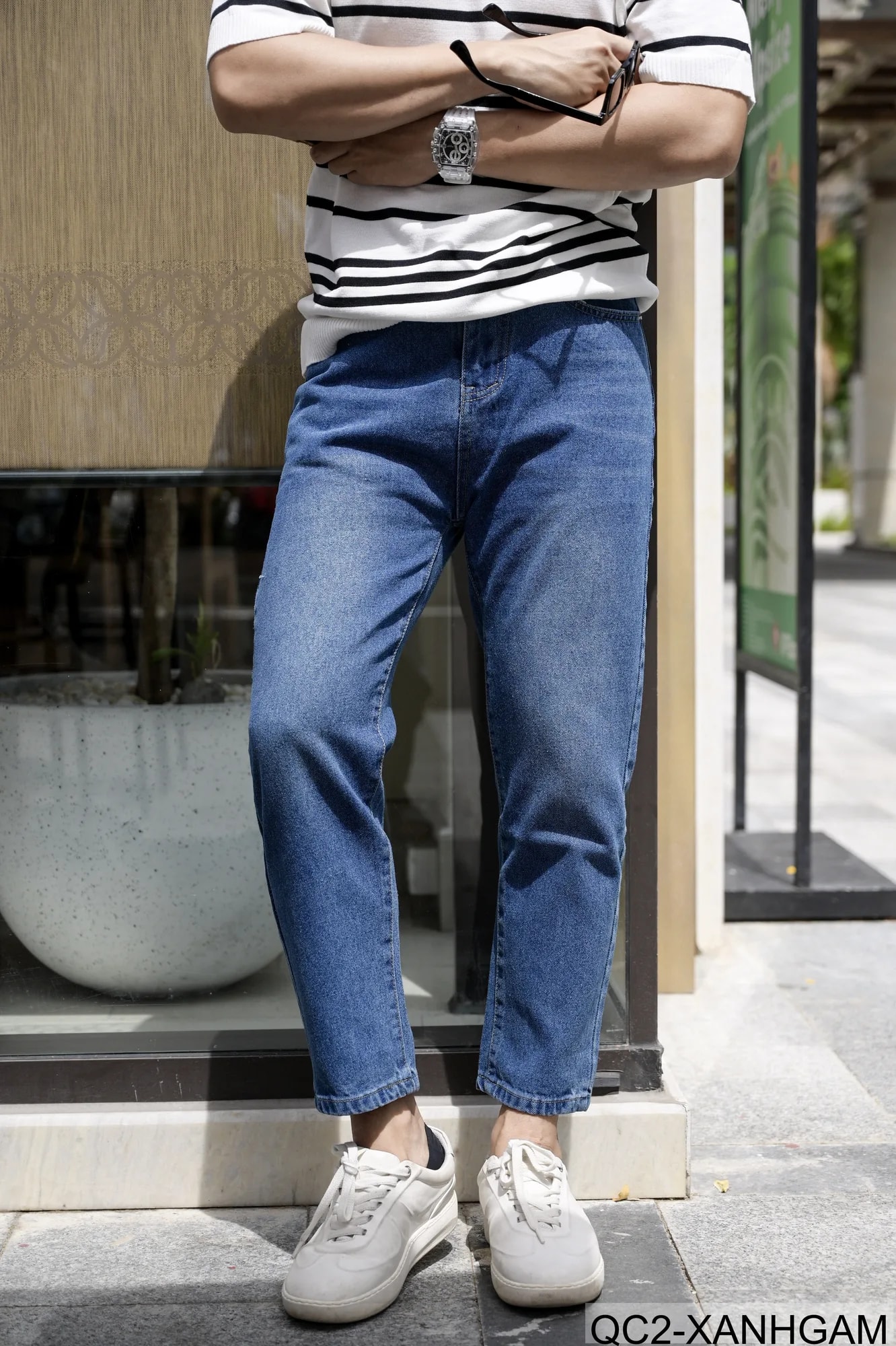 QC2 - Quần Jeans Nam Ống Đứng Chín Tấc Phong Cách Hàn Quốc - ảnh 3