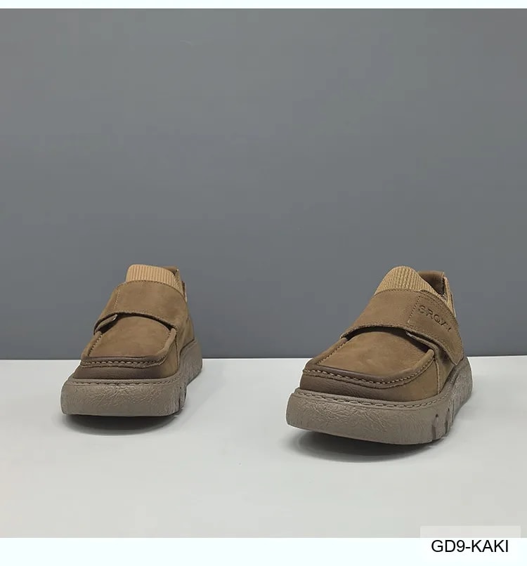 GD9 - Giày lười nam da thật phong cách Châu Âu, đế dày êm ái, phối màu Kaki - Đen - ảnh 7