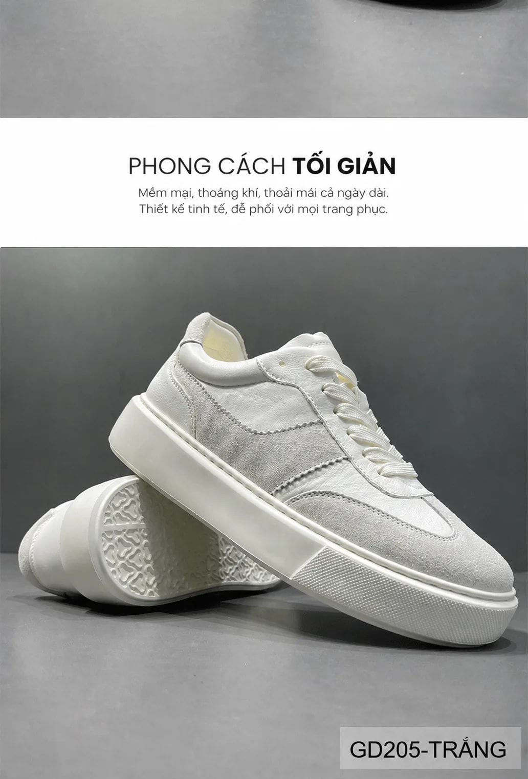 GD205 - Giày nam da thật trắng phong cách retro, đế dày êm ái, thời trang đa năng 2025 - ảnh 8