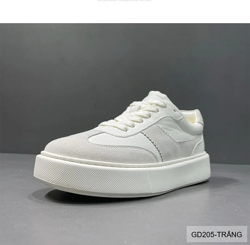 GD205 - Giày nam da thật trắng phong cách retro, đế dày êm ái, thời trang đa năng 2025 - ảnh 7