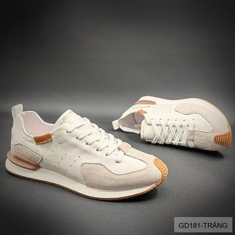 GD181 - Giày Nam Thể Thao Da Thật Đế Mềm Phối Màu Trắng Đen - ảnh 7